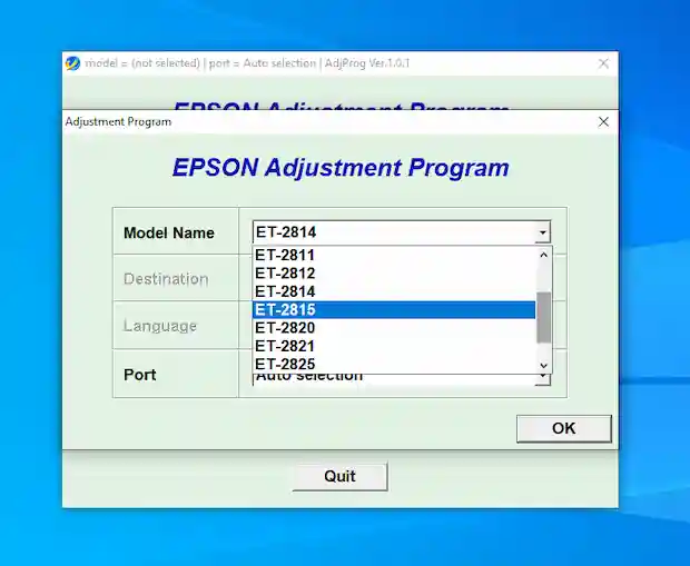 Download Resetter Epson ET-2815