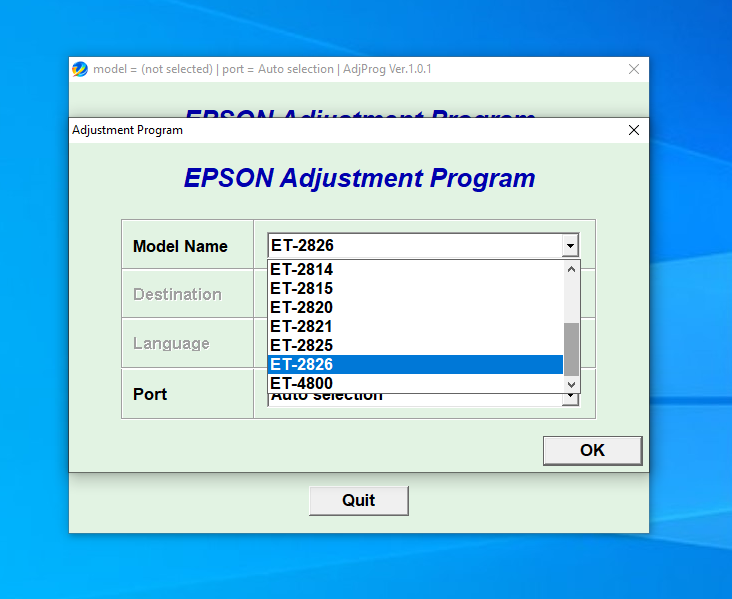Download Resetter Epson ET-2826