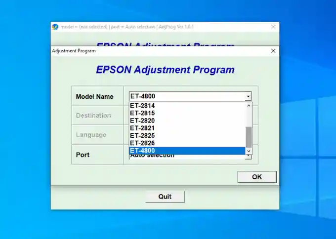 Resetter Epson ET-4800 